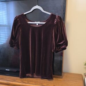 Maurices Velvet Puff Sleeve Top - Deep Burgundy